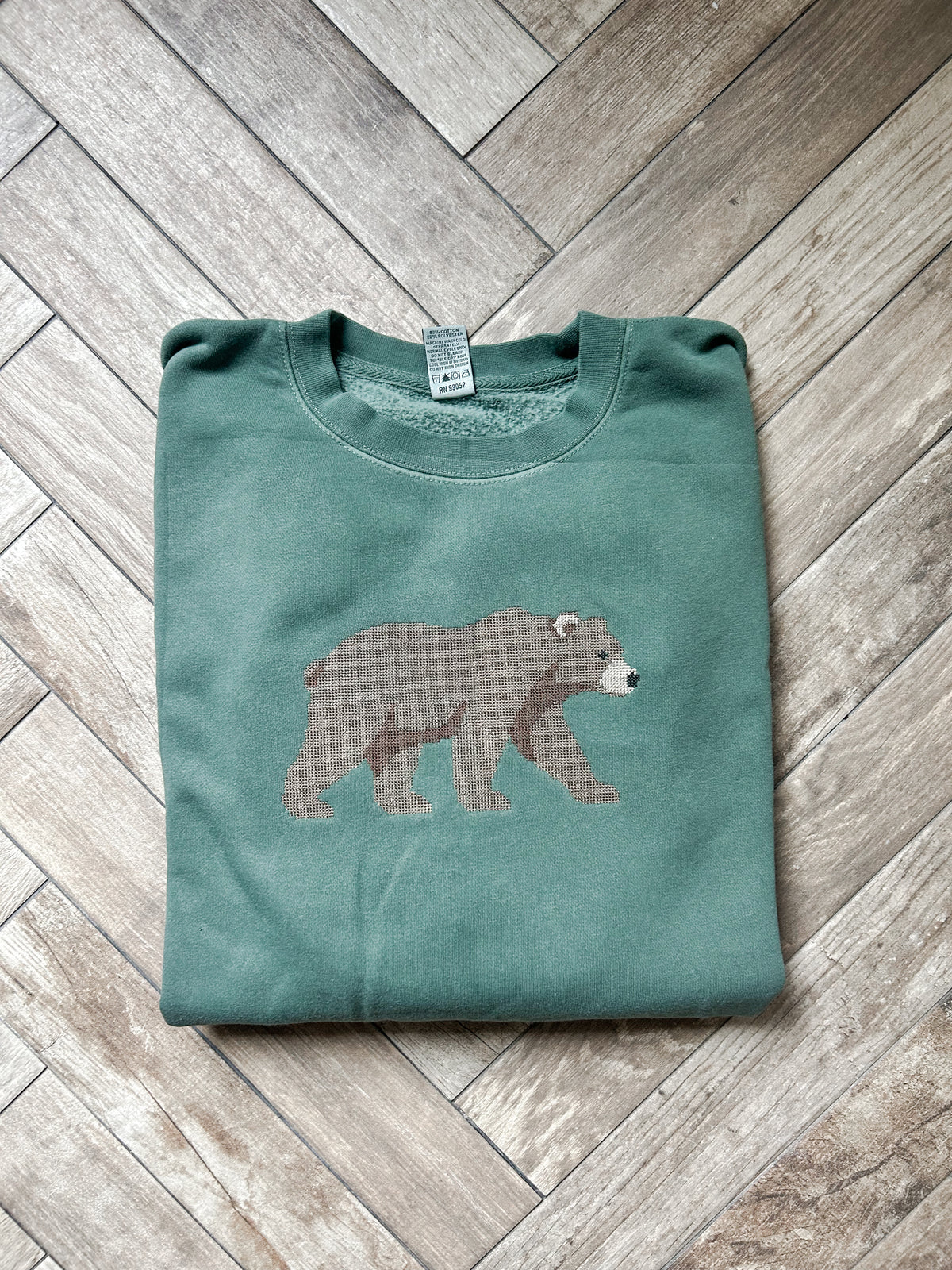 Cross Stitch Bear Embroidered Sweatshirt
