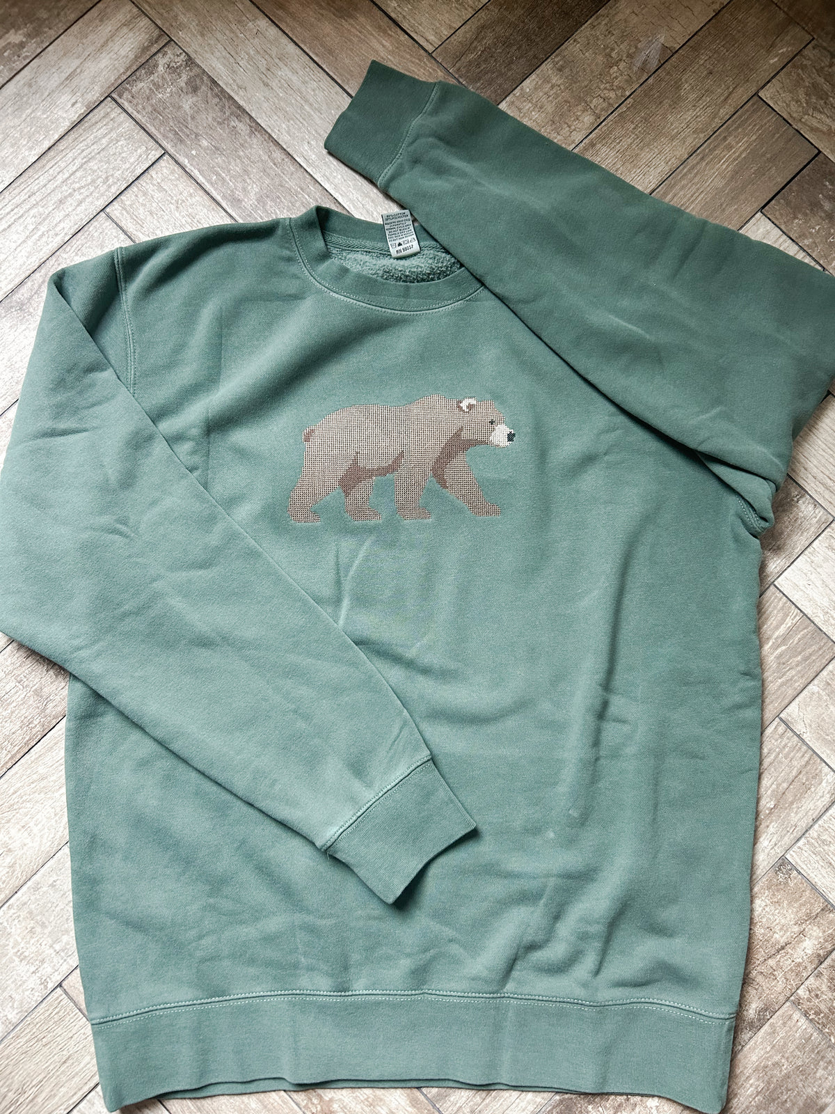 Cross Stitch Bear Embroidered Sweatshirt
