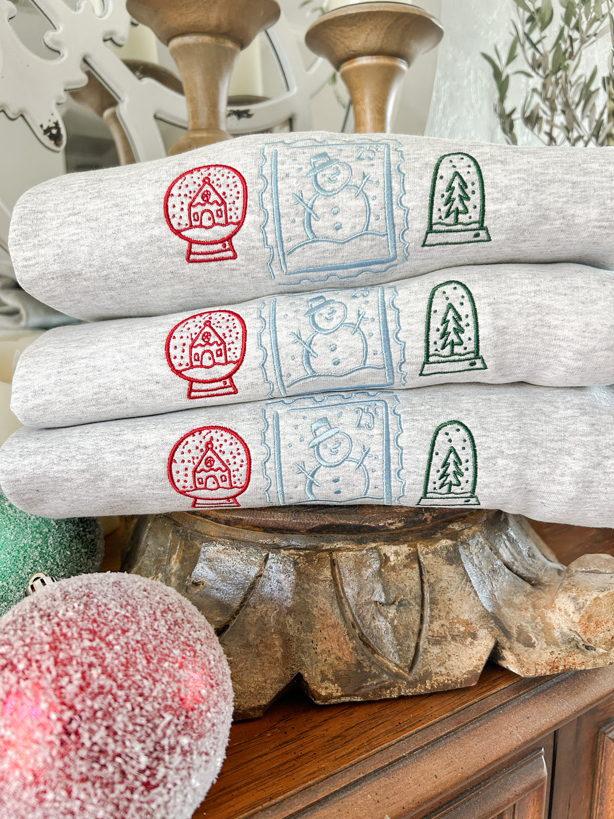 Snow Globes Embroidered Sweatshirt