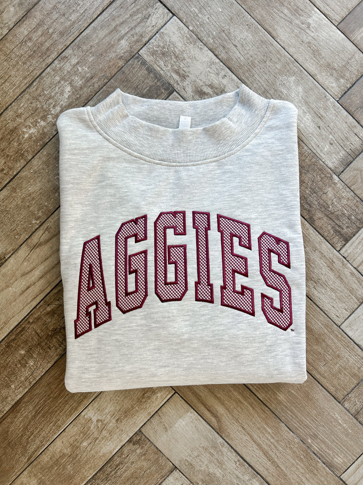 Aggies Mockneck - Micro Gingham