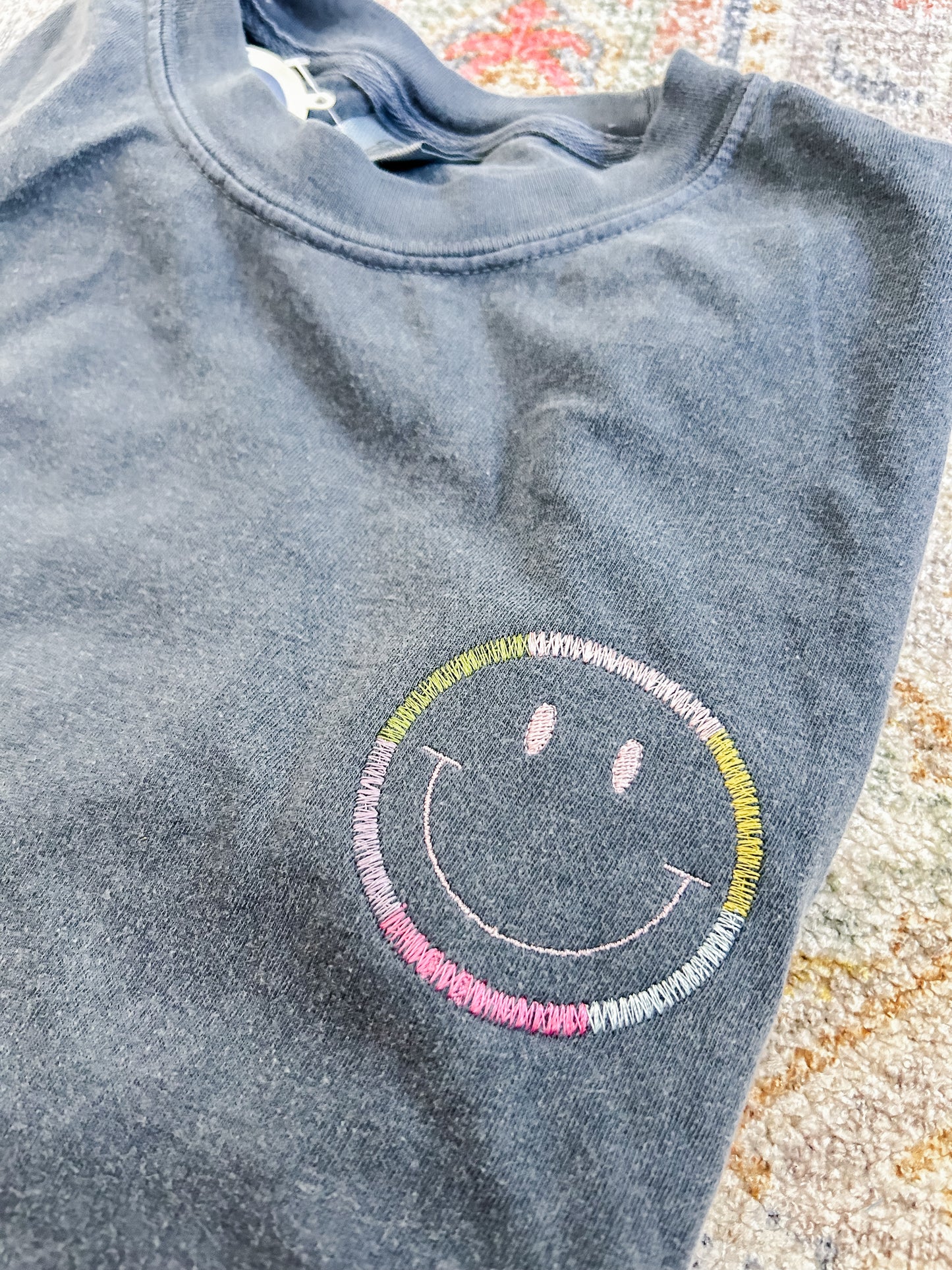 Happy Face Embroidered T-Shirt