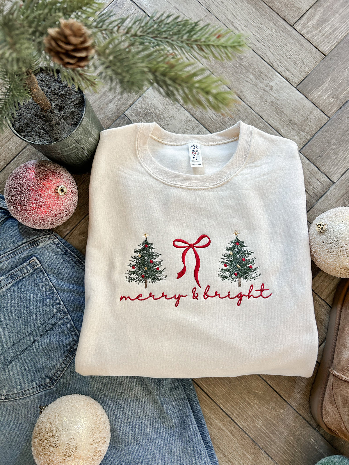 Merry and Bright - Embroidered Sweatshirt