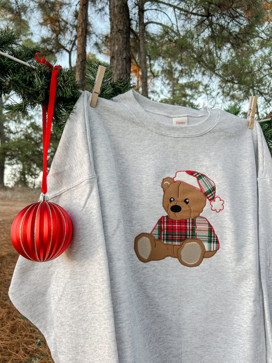 Holiday Teddy Applique Embroidered