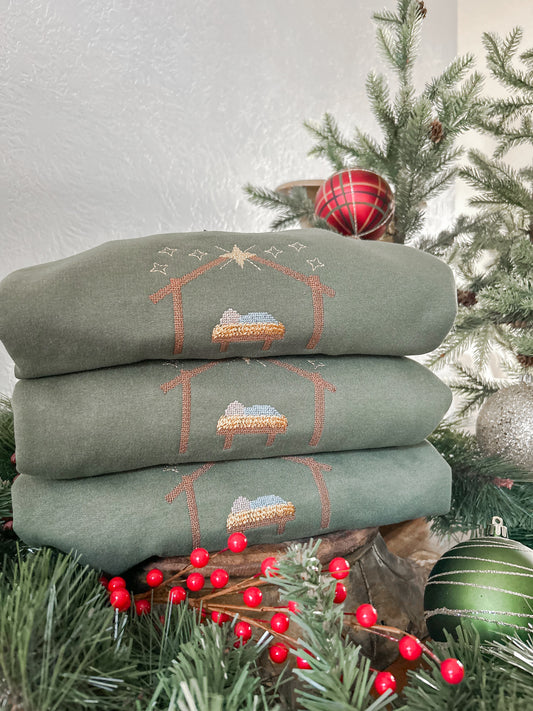 Cross Stitch Manger Scene