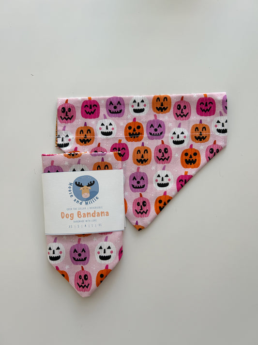 Pink Pumpkins - Over the Collar Dog Bandana