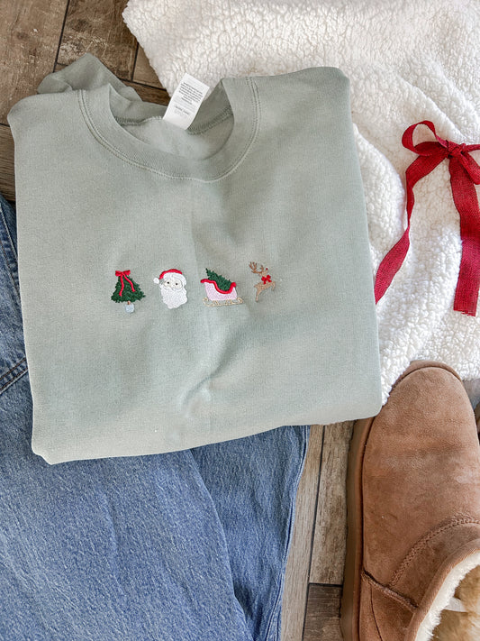 Christmas Charms Embroidered Sweatshirt