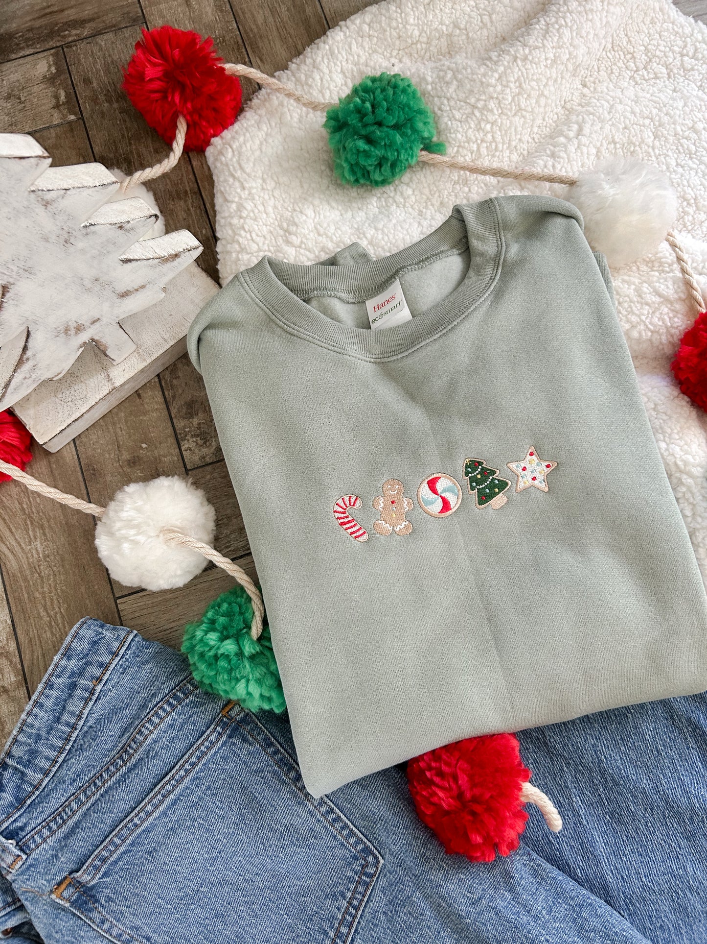 Christmas Cookies Embroidered Sweatshirt