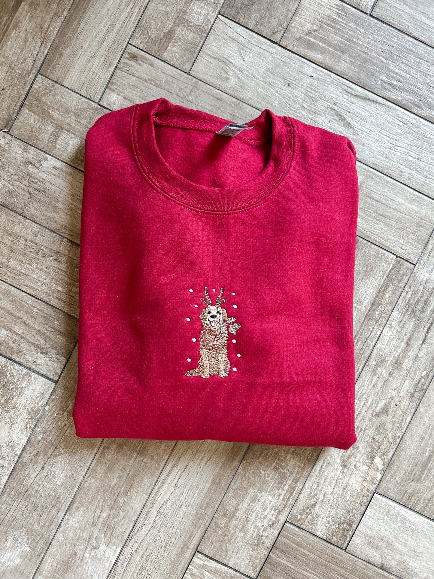 Winter Dog Embroidered Sweatshirt