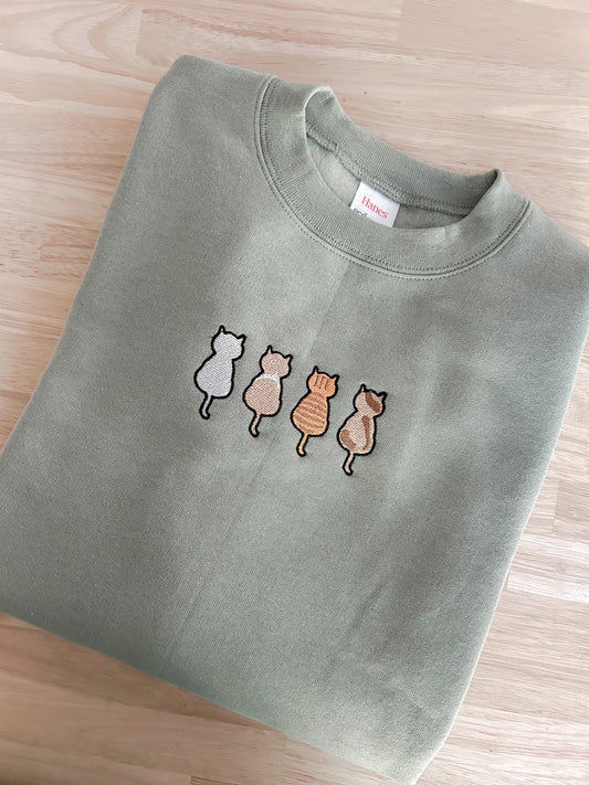 Cats Embroidered Sweatshirt