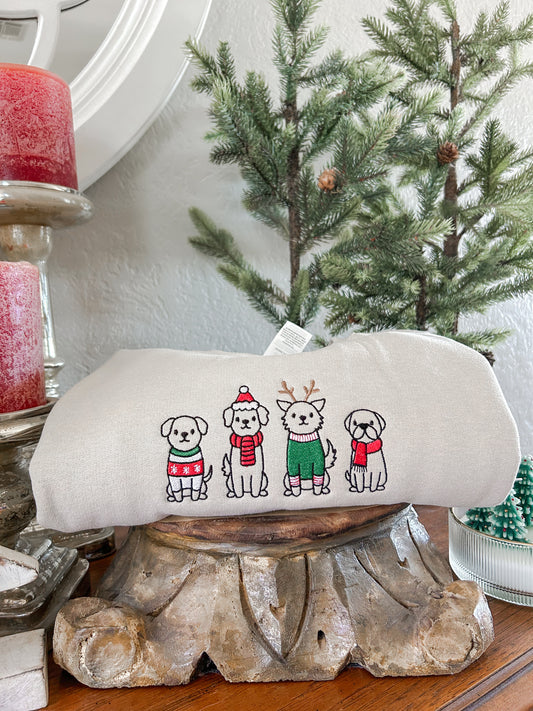 Christmas Pups Embroidered Sweatshirt