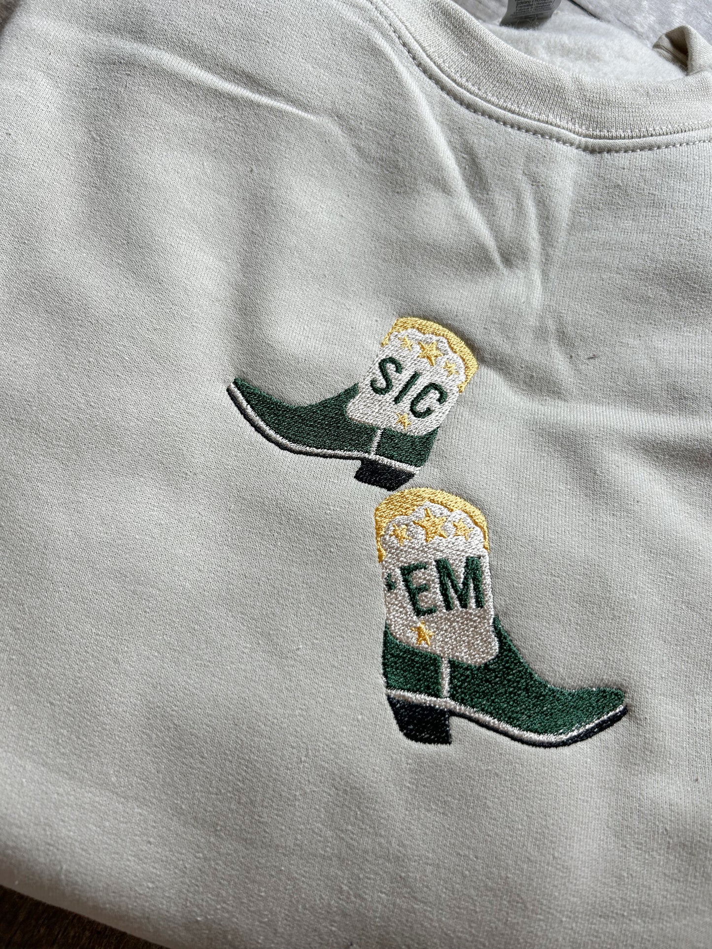 Sic'em Boots Embroidered Sweatshirt