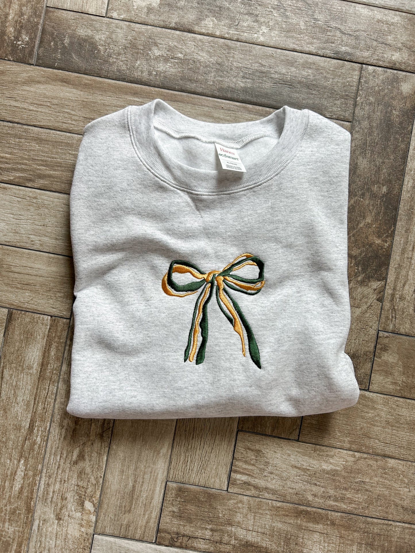 Green and Gold Bow Embroidered Sweatshirt