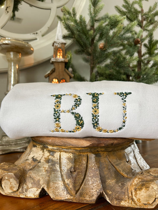 BU Floral Embroidered Sweatshirt