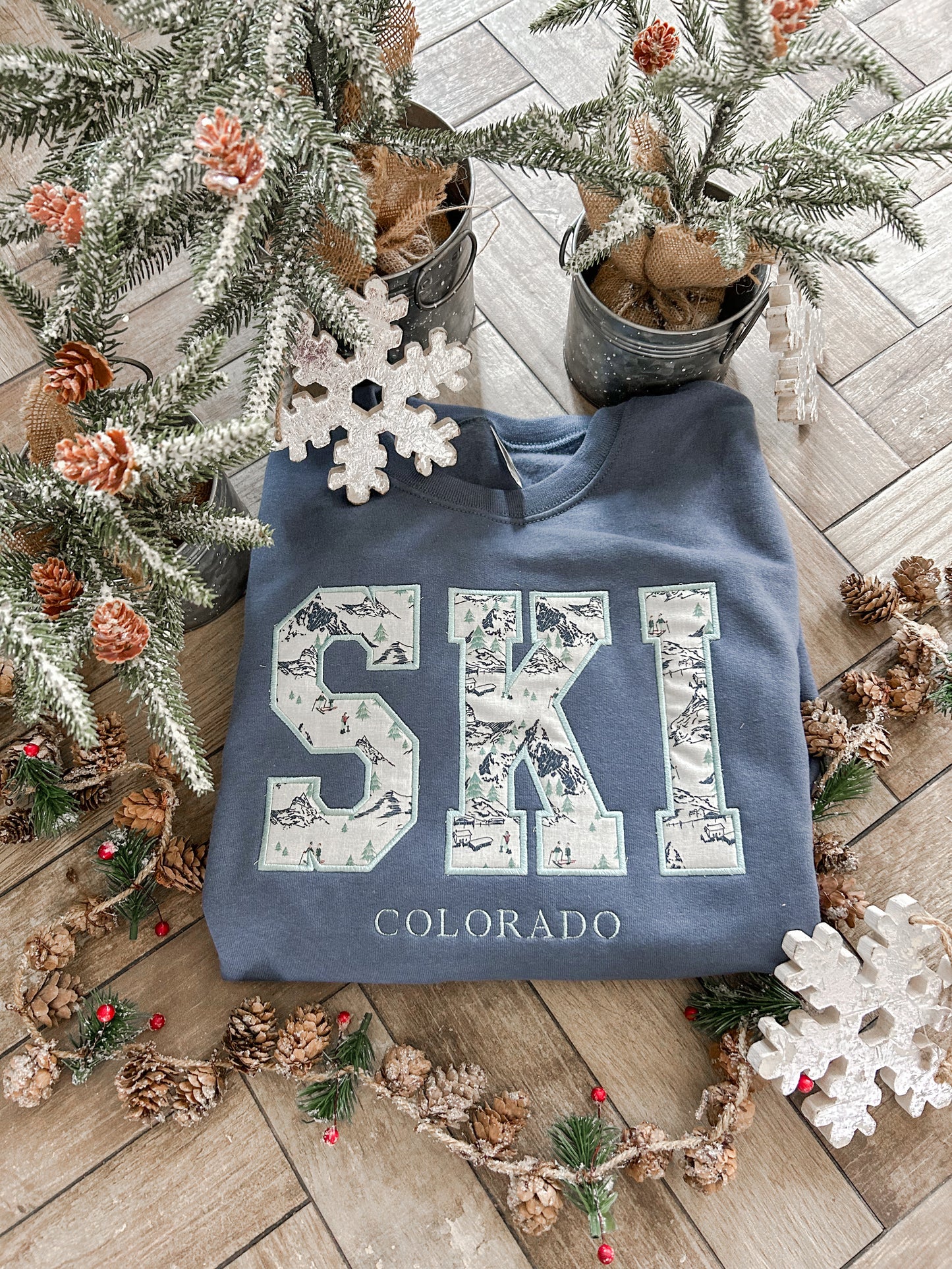 Ski Colorado Applique Embroidered Sweatshirt