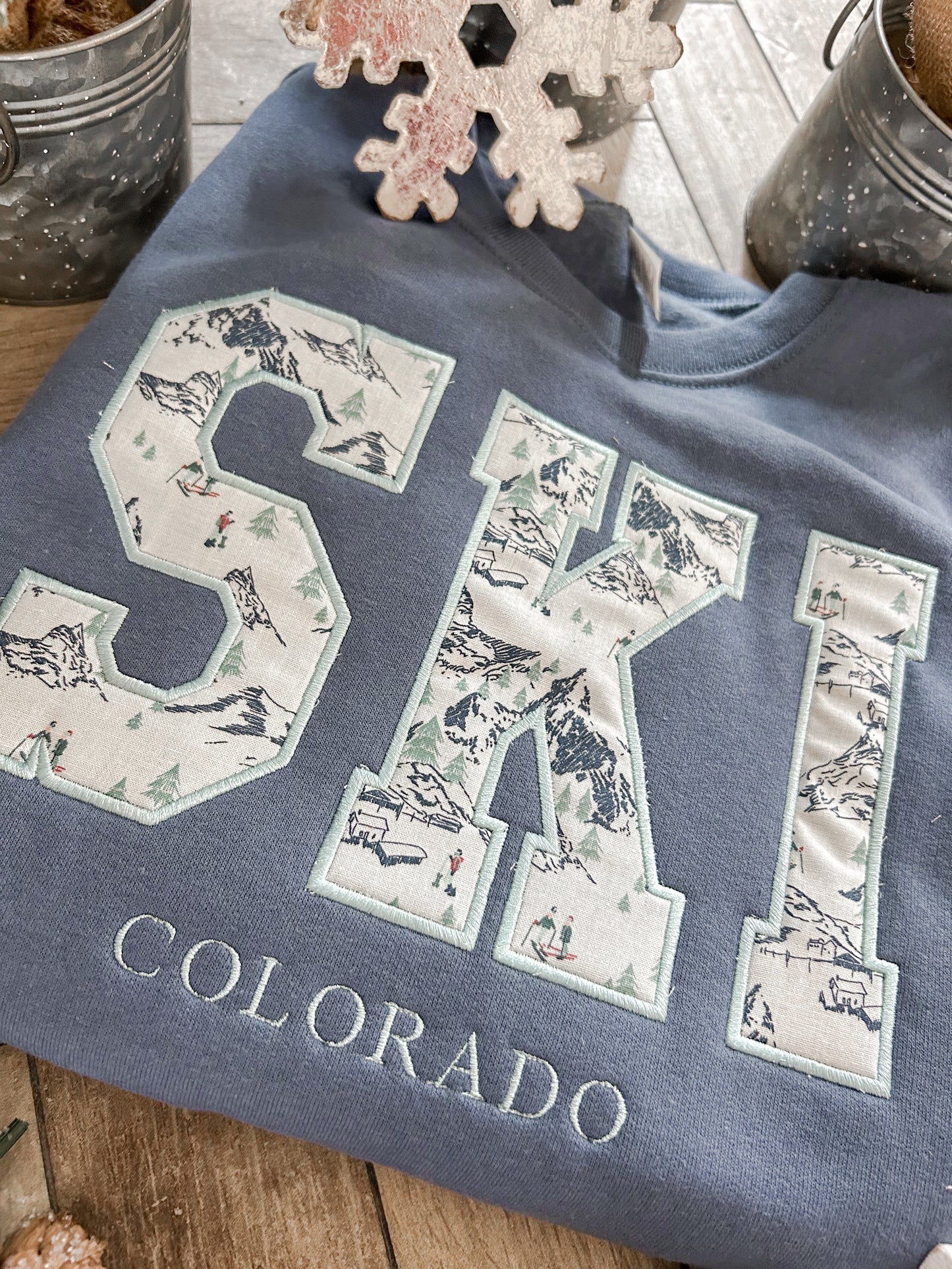 Ski Colorado Applique Embroidered Sweatshirt