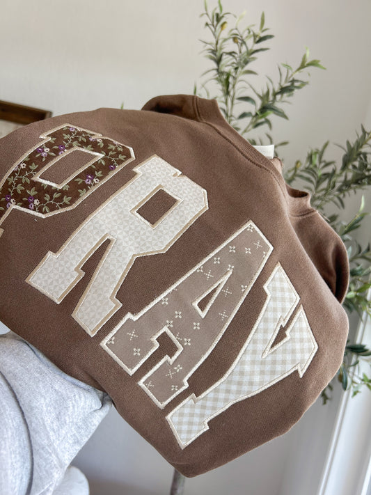 Pray Applique Sweatshirt - Brown