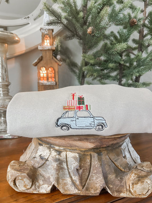 Christmas Car Embroidered Sweatshirt