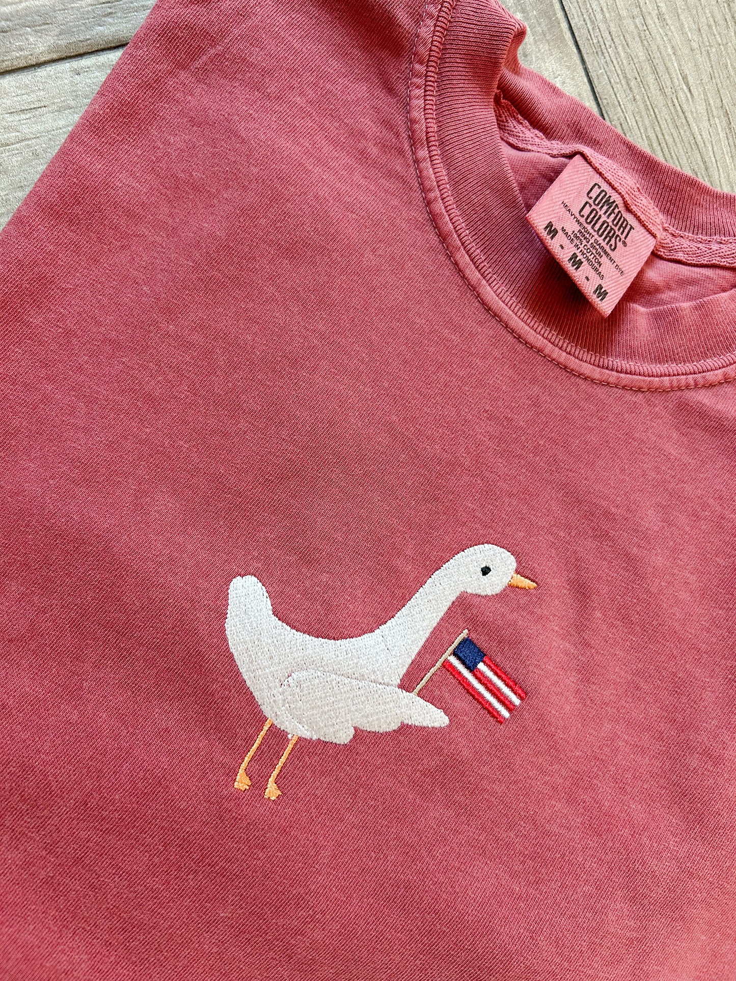 Patriotic Goose Embroidered Tshirt