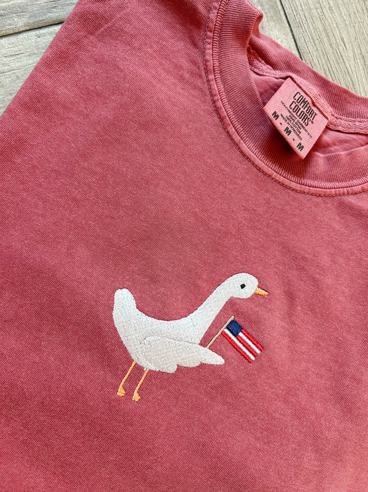 Patriotic Goose Embroidered Tshirt