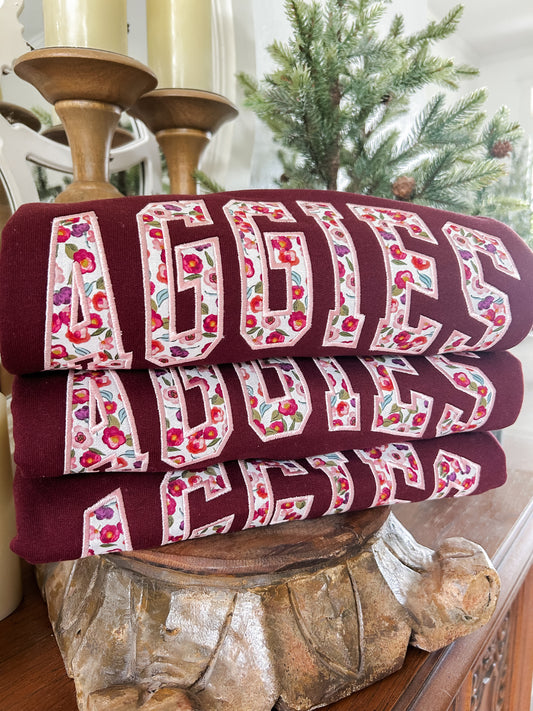 Aggies - Floral - Maroon