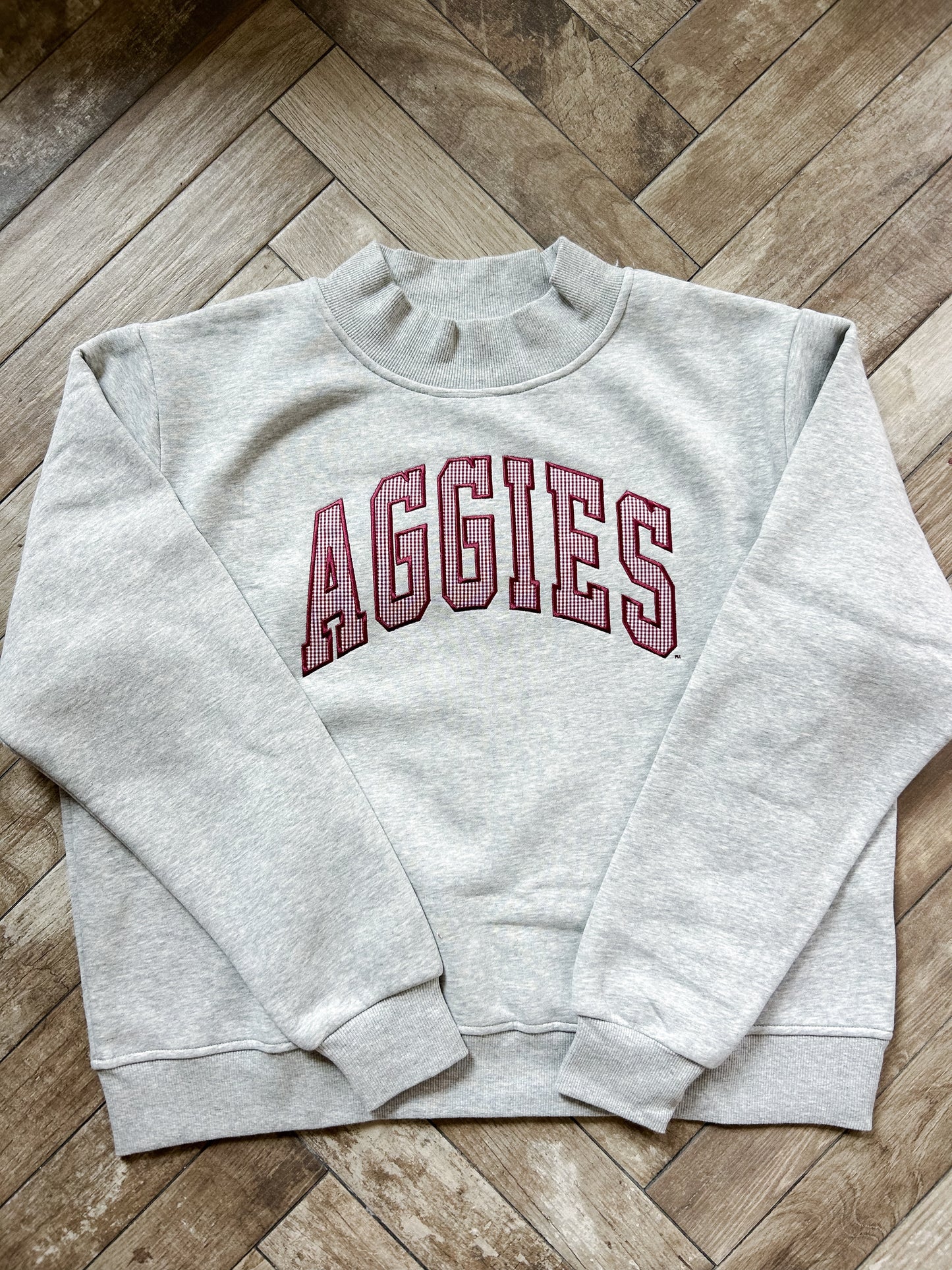 Aggies Mockneck - Micro Gingham