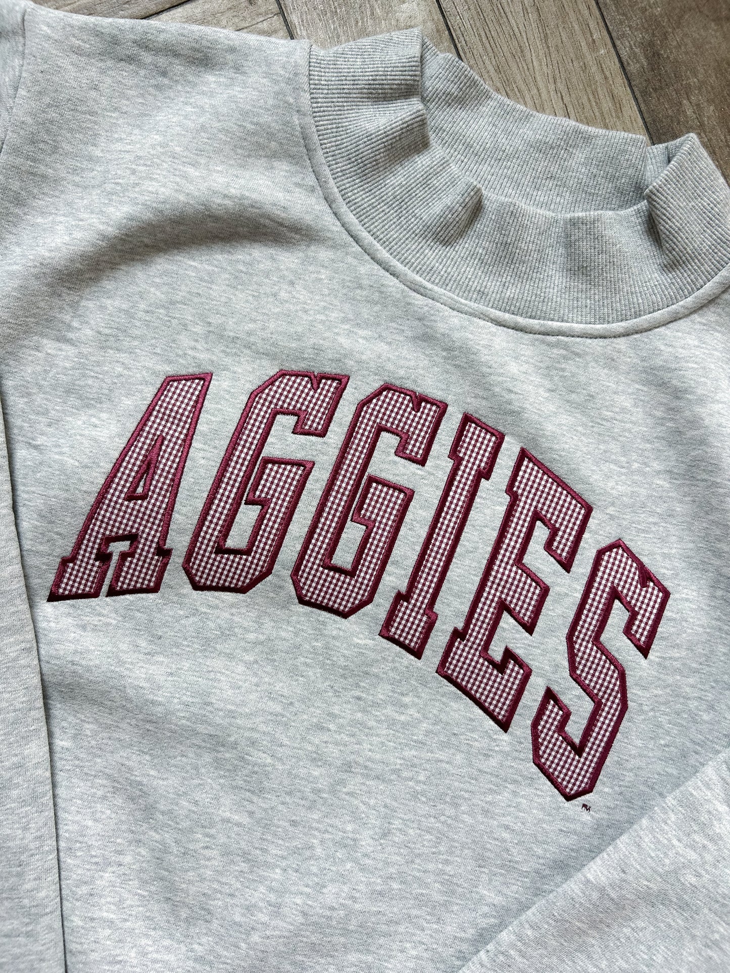 Aggies Mockneck - Micro Gingham
