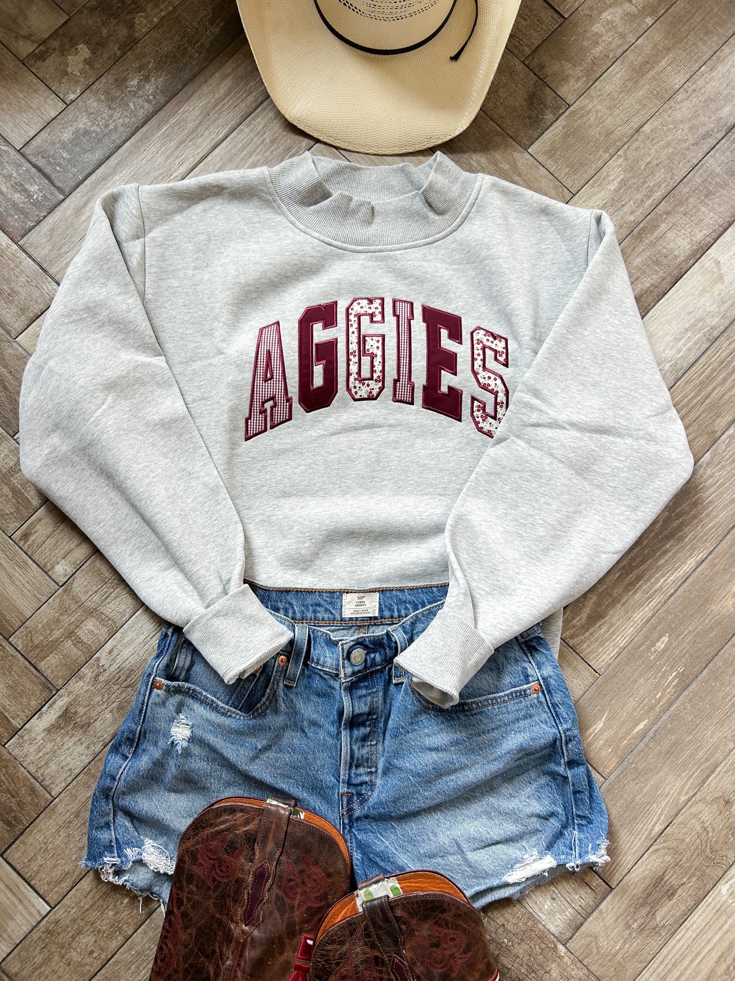 Aggies Mockneck - Patchwork Fabric