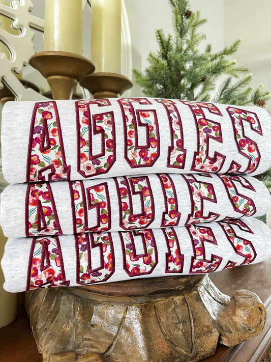 Aggies - Floral - Grey
