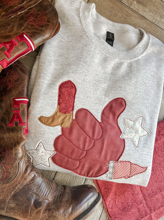 College Collage Applique Sweatshirt