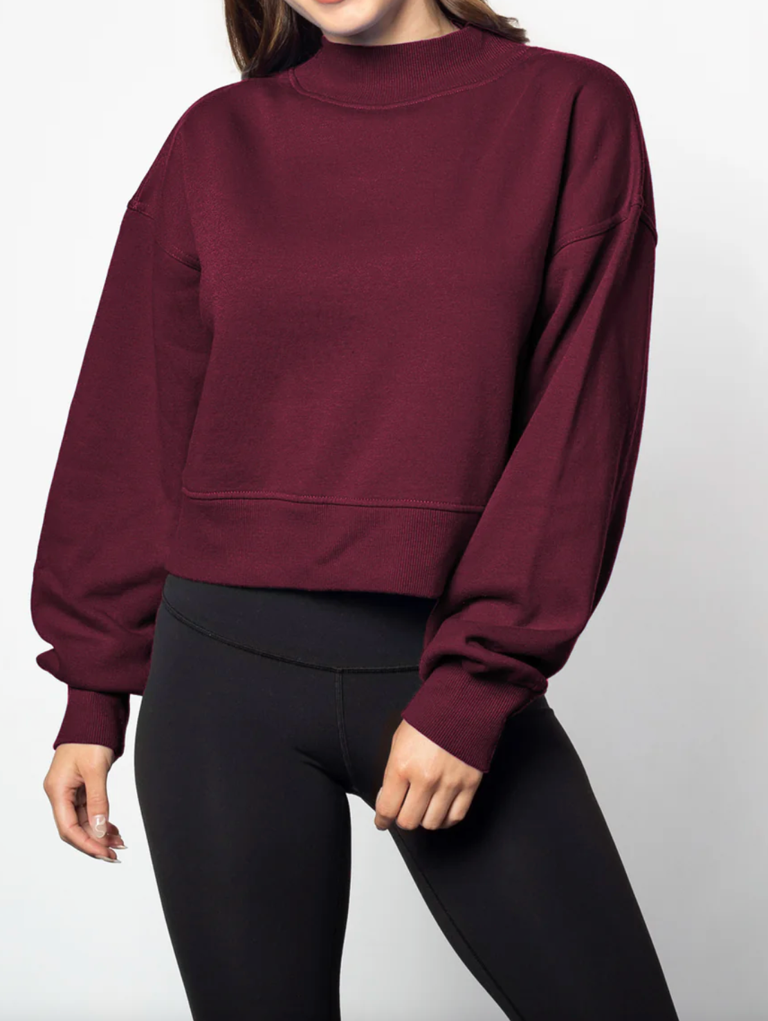 Aggies Mockneck - Maroon Cropped