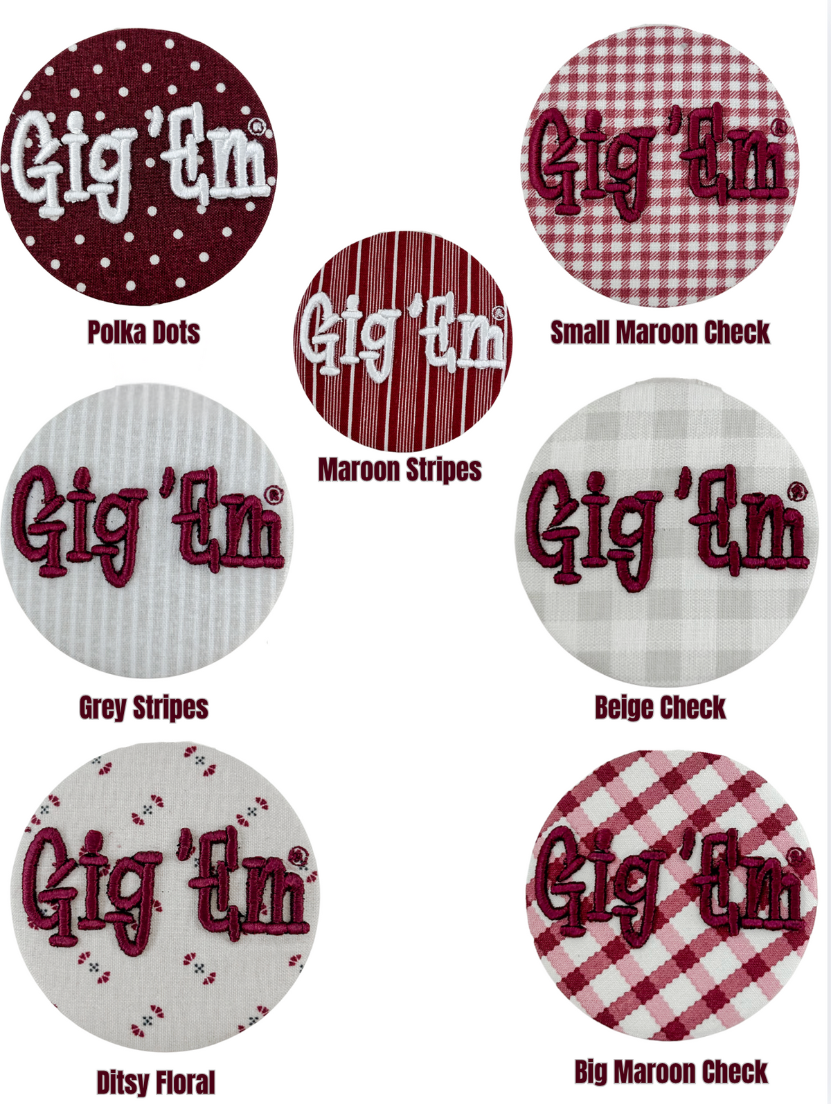 Gig 'Em Puff Embroidered Button