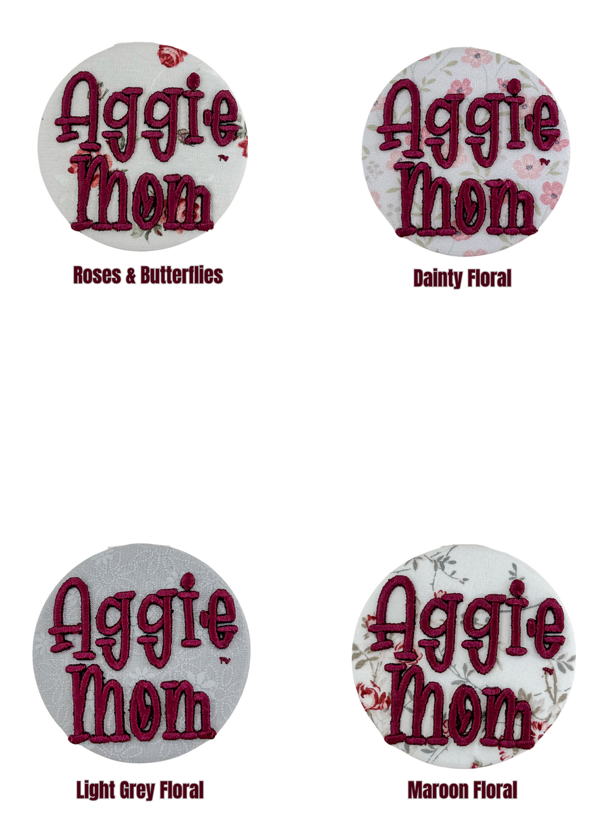 Aggie Mom Embroidered Button